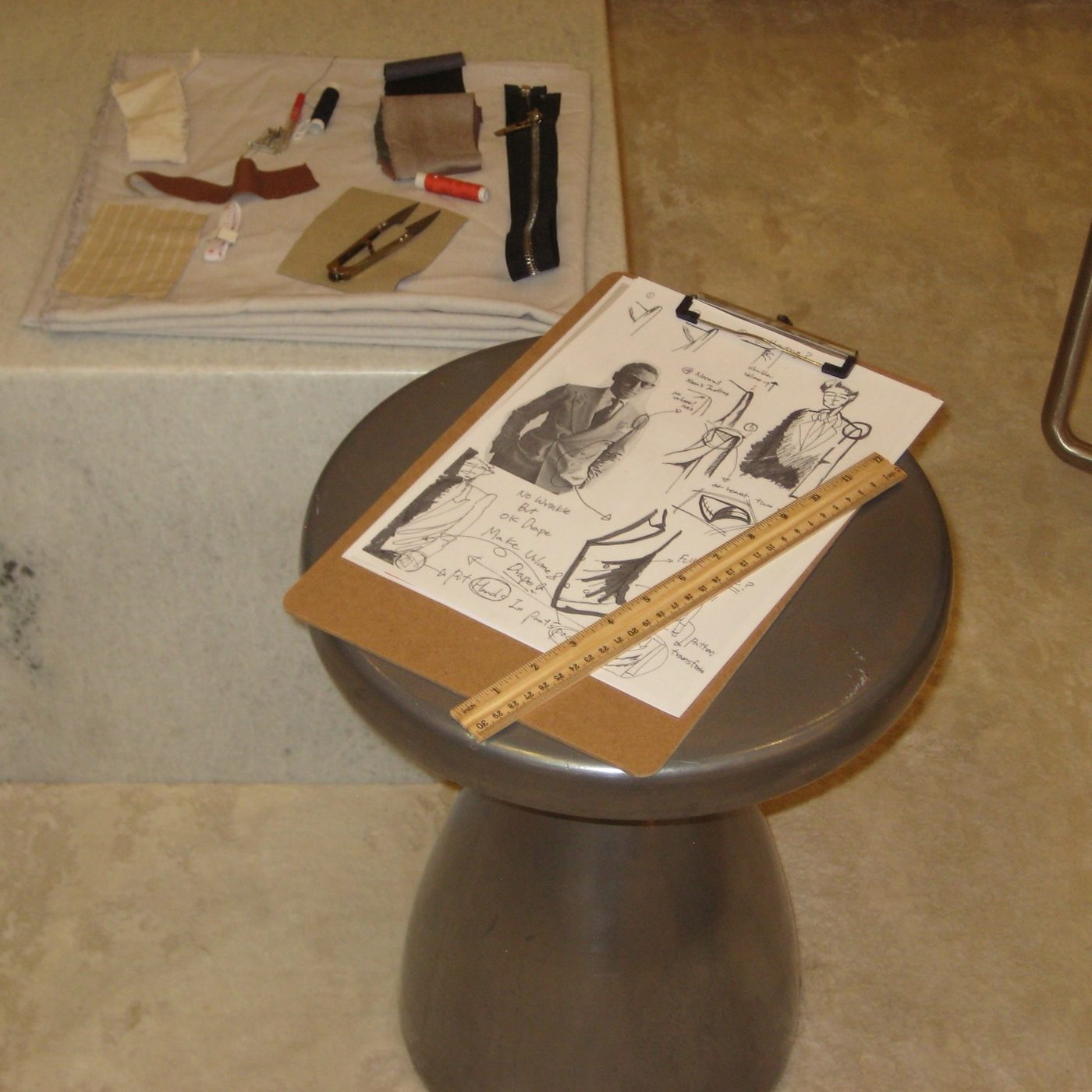 Clipboard with technical drawing